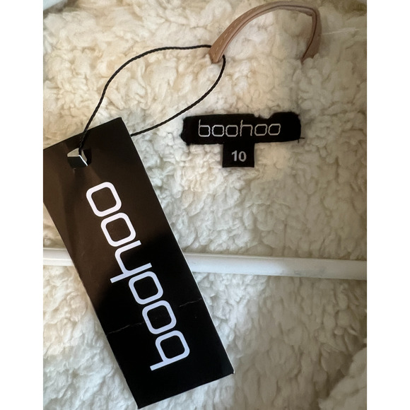 Boohoo Vest Womens Size 10 Tan Faux Leather Sherpa Lined Pockets Full Zip NWT - Picture 2 of 8